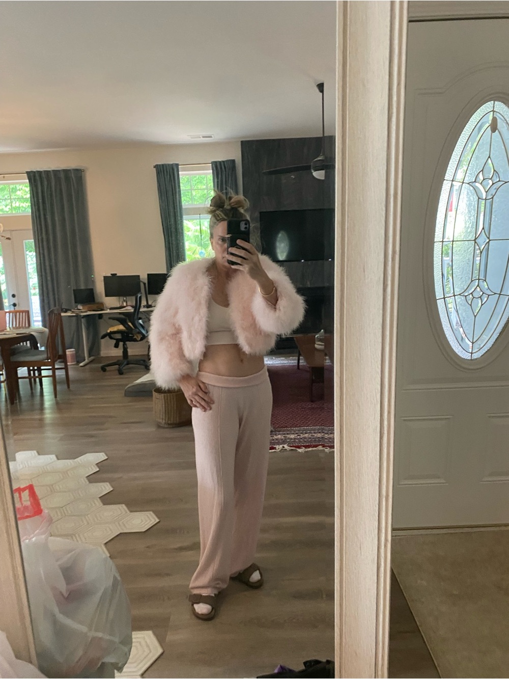 Source Unknown Pink Faux Fur Teddy Jacket